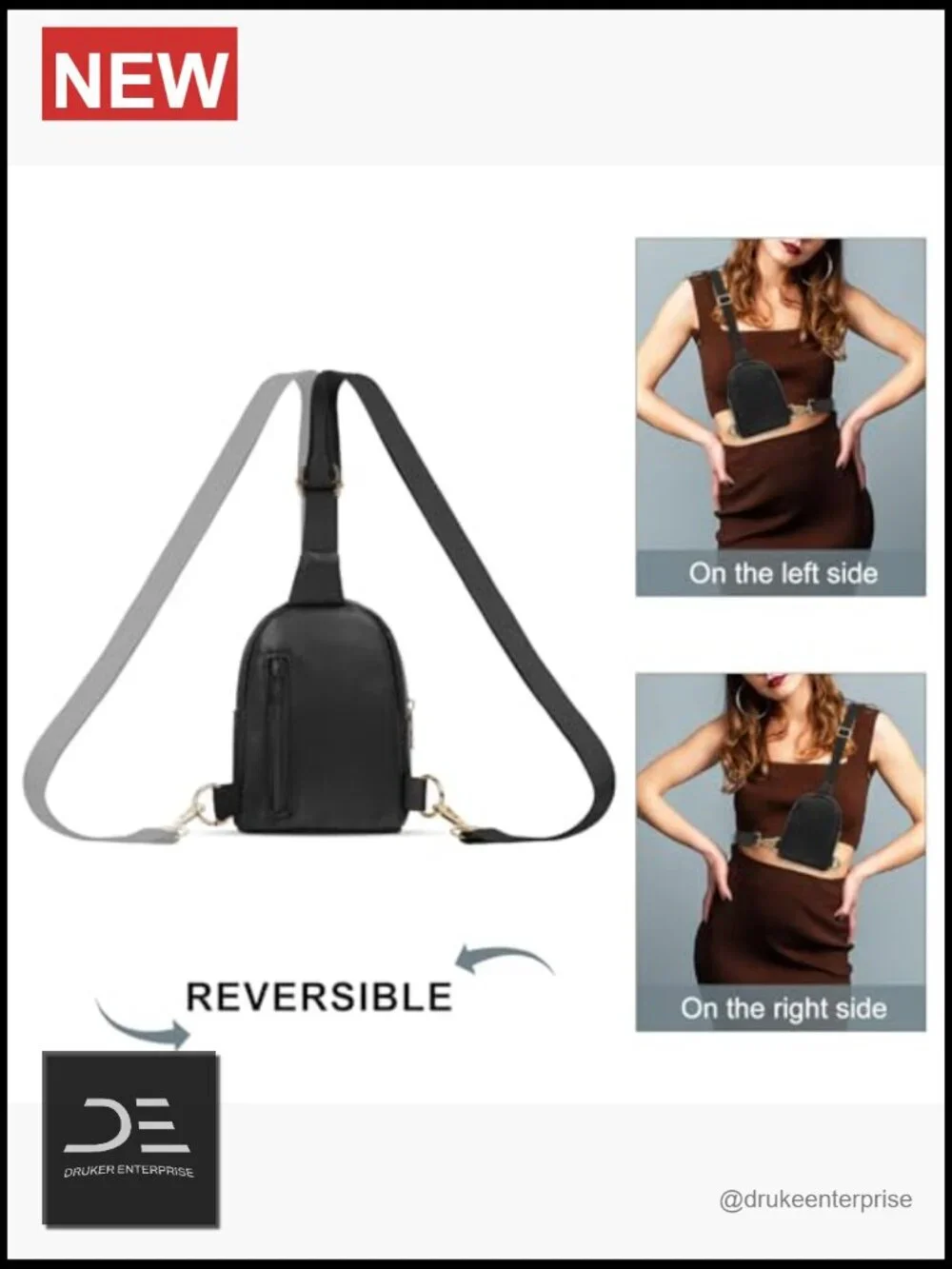 Small PU Leather Sling Bag with Adjustable Strap Crossbody